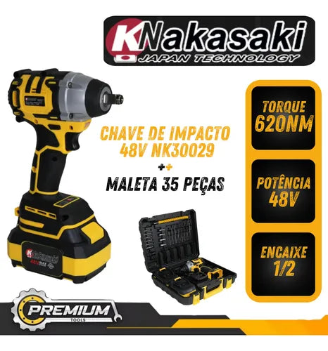 Super Chave de Impacto 48V – Kit Completo com 35 Peças e Maleta Premium!