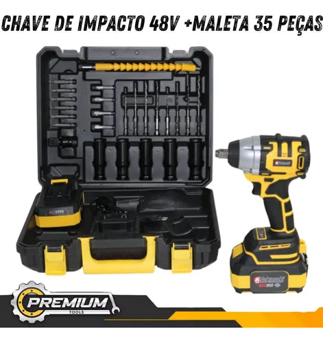 Super Chave de Impacto 48V – Kit Completo com 35 Peças e Maleta Premium!