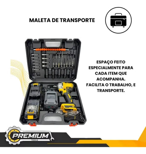 Super Chave de Impacto 48V – Kit Completo com 35 Peças e Maleta Premium!